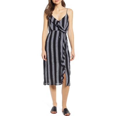 Rails Ariel Stripe Faux Wrap Dress, Black