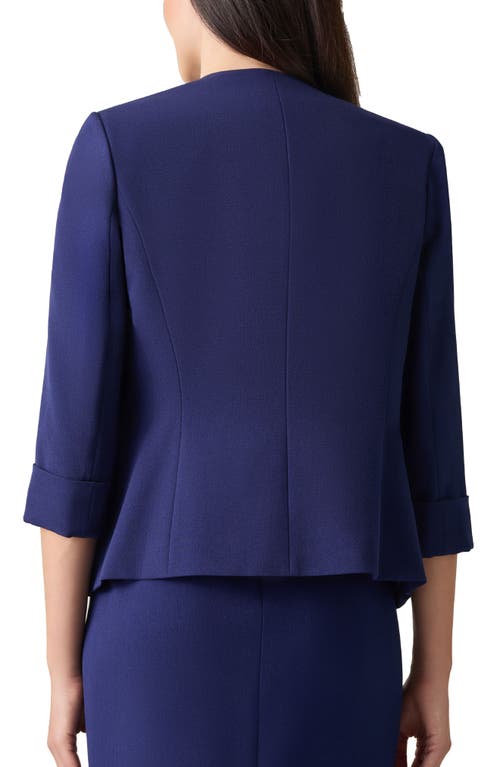 Shop Kasper Rolled Cuff Knit Blazer In  Navy