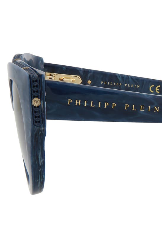 Shop Philipp Plein 53mm Cat Eye Sunglasses In Blue Blue Blue