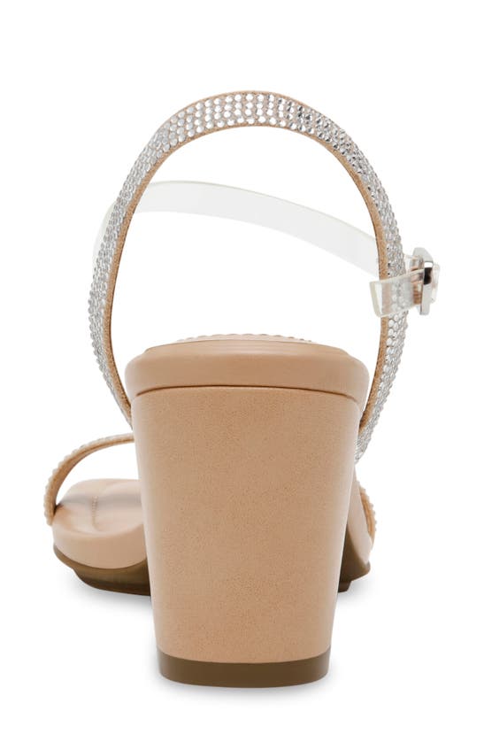 Shop Anne Klein Jiselle Embellished Ankle Strap Sandal In Natural Crystal