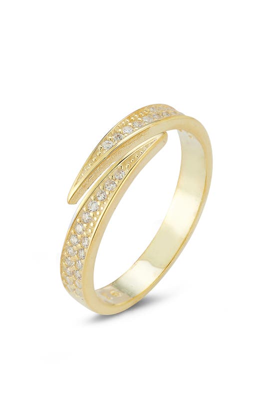 Sphera Milano 14k Gold Plated Pavé Cz Bypass Ring In Gold