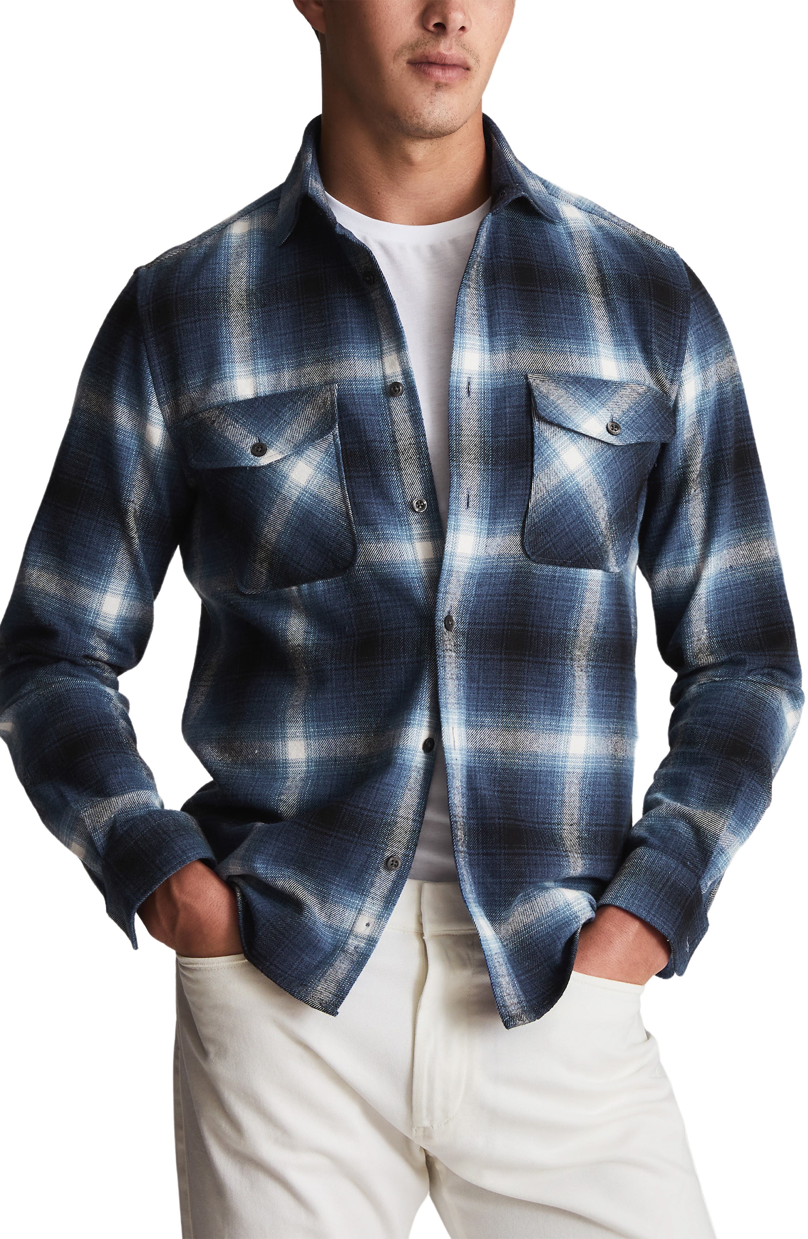 Reiss Banshee Plaid Stretch Cotton 