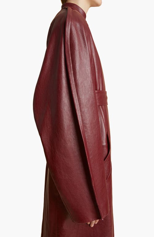 Shop Khaite Rothen Oversize Lambskin Long Coat In Oxblood