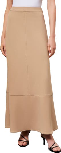 Ming Wang Flare Deco Crêpe de Chine Maxi Skirt