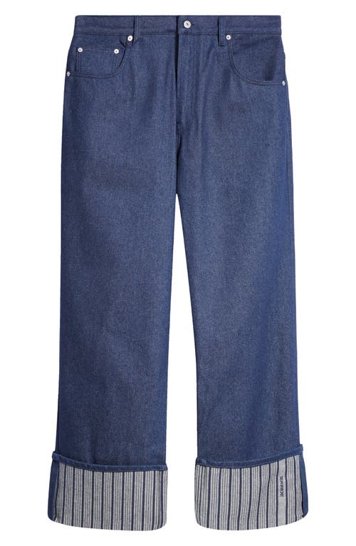 Shop Jacquemus Le De-nîmes Wide Leg Jeans In Navy/navy Stripe 38f