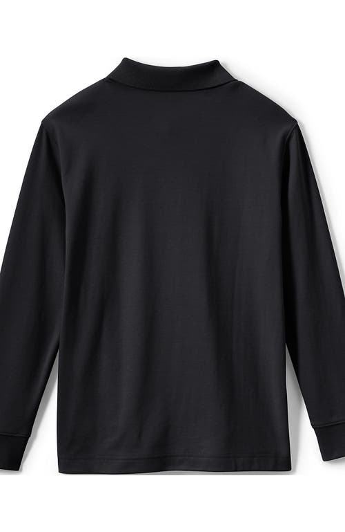 Shop Lands' End School Uniform Kids Long Sleeve Interlock Polo Shirt In Black