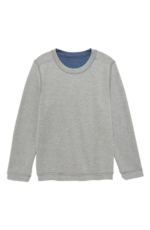 Johnston & Murphy Kids' Reversible Cotton Blend Sweatshirt In Blue/light Gray