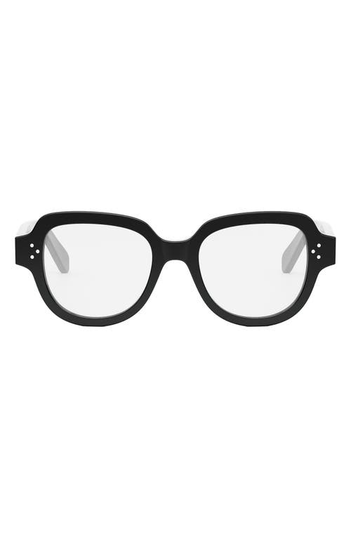 CELINE Bold 50mm Round Optical Glasses in Shiny Black 