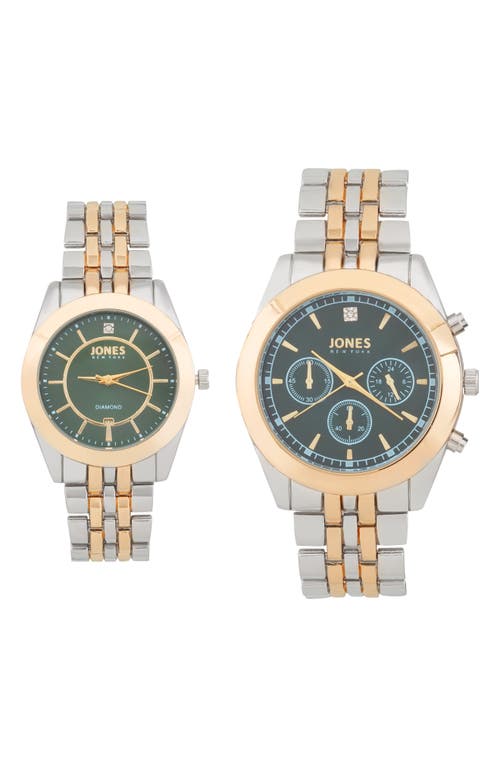 Shop Jones New York Two-piece Diamond Accent Bracelet Watch His & Hers Set In Silver/gold