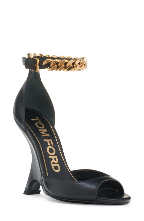 TOM FORD Chain Detail Wedge Sandal Black at Nordstrom,