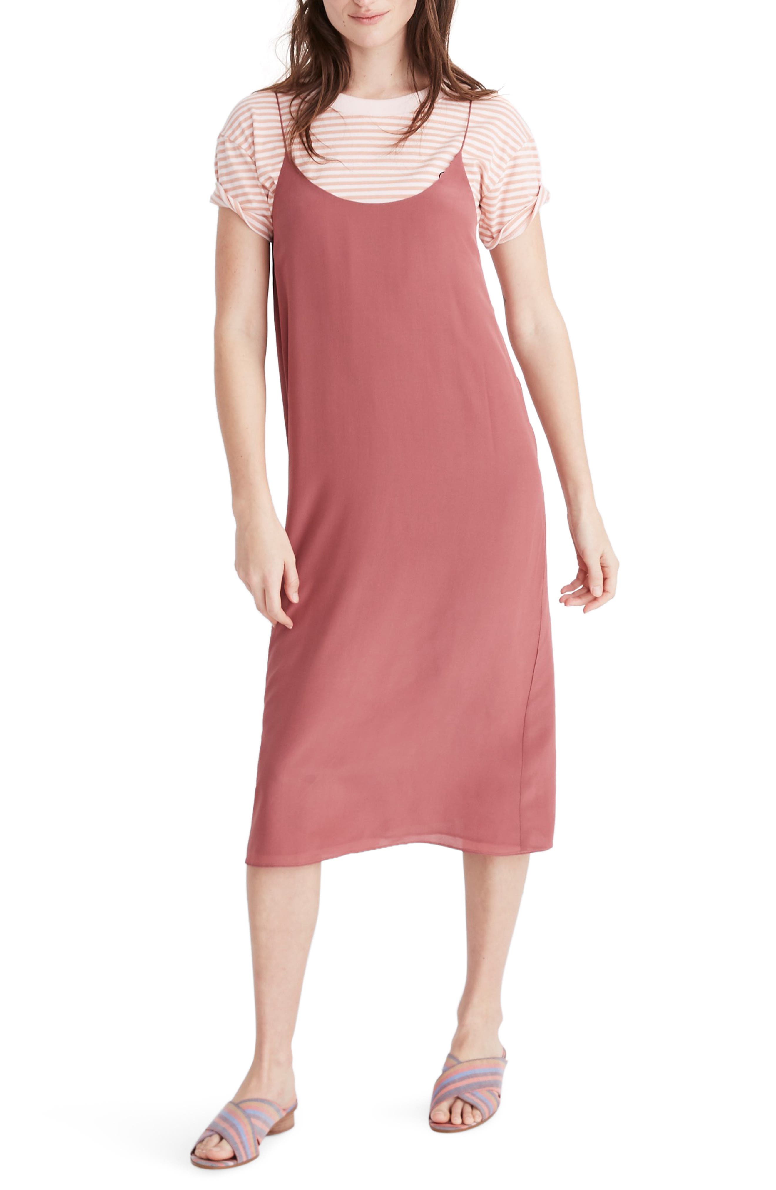 Madewell Tie Back Silk Slipdress, Purple