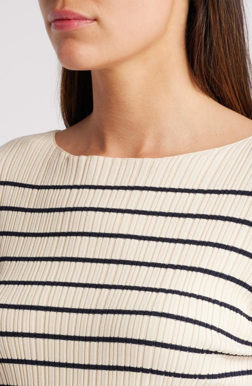 French Connection Womens Striped Knit Pullover Sweater In Cream Black