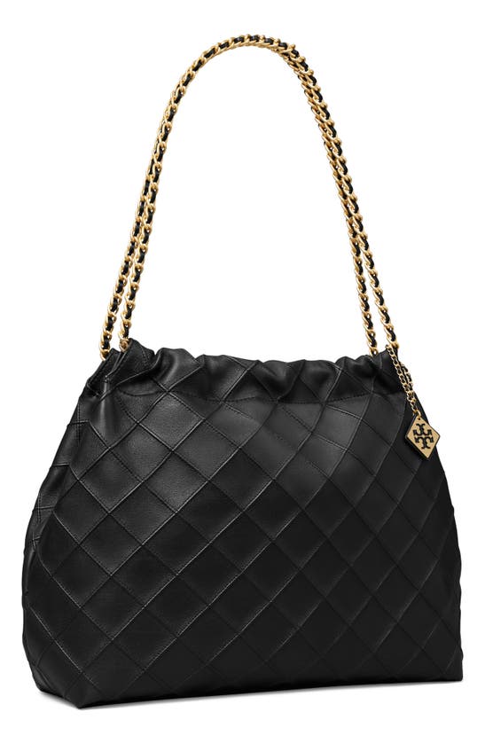 Shop Tory Burch Fleming Soft Quilted Leather Hobo Bag In Black