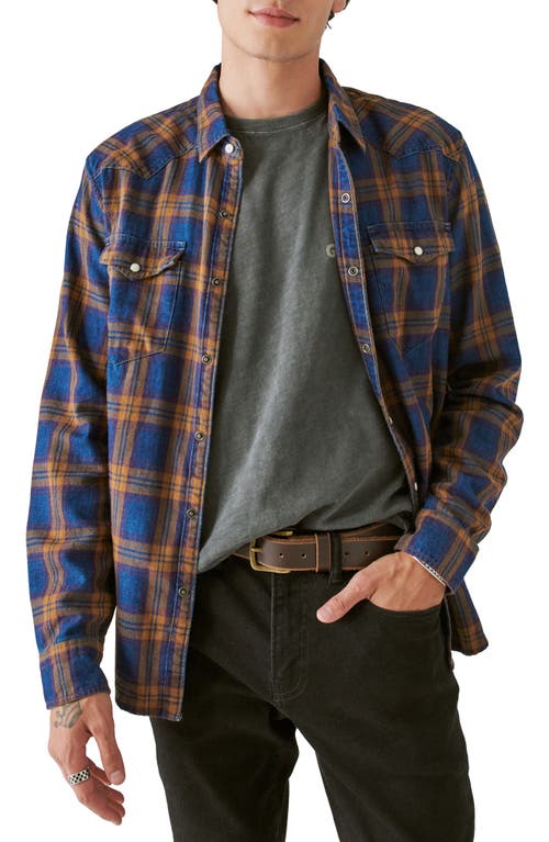 Lucky Brand Plaid Western Cotton Twill Snap-Up Shirt at Nordstrom,