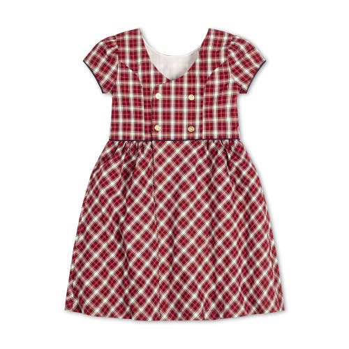 Hope & Henry Baby Girls' Organic Short Sleeve Schoolgirl Dress, Infant In Dark Red Collegiate Check