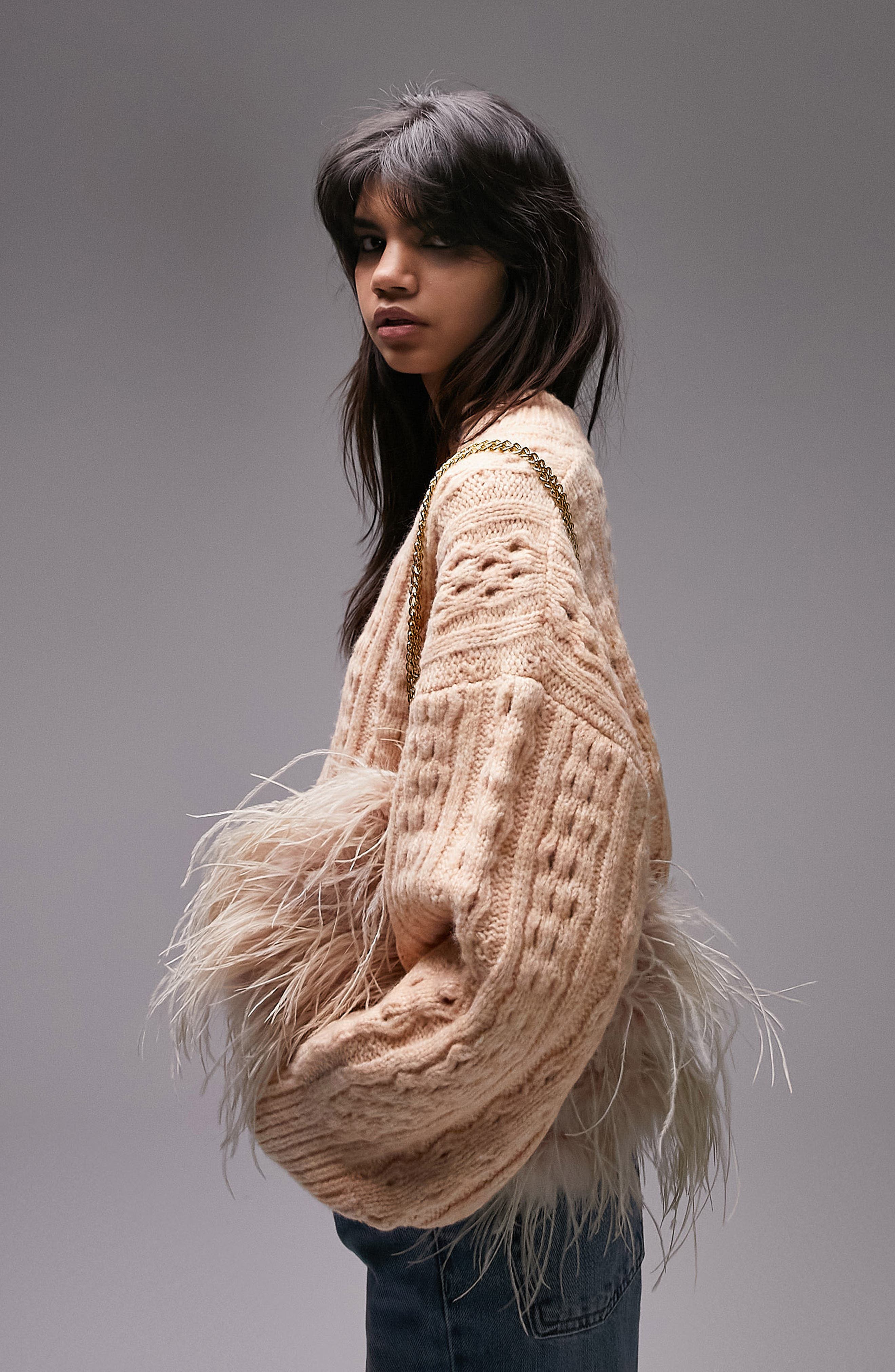 Topshop Pointelle V-Neck Crop Cardigan 