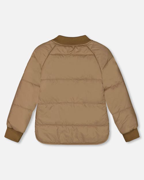 Shop Deux Par Deux Girl's Quilted Jacket Taupe In Ermine