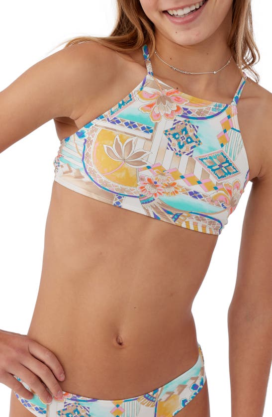 O'neill Kids' Zephora Strappy Two-piece Swimsuit In Beige Multi