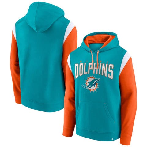 Women's Fanatics Branded Aqua Miami Dolphins Plus Size First Contact Raglan Pullover Hoodie