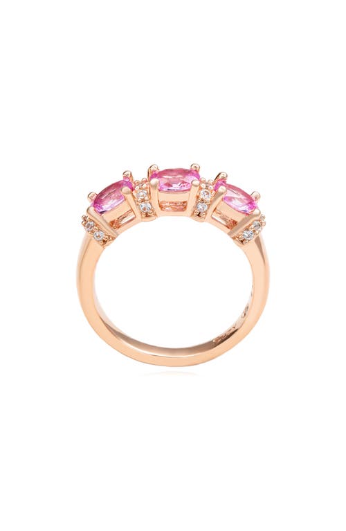 Suzy Levian Rose Sterling Silver Natural Pink Sapphire And Diamond Accent Half Band In Pink
