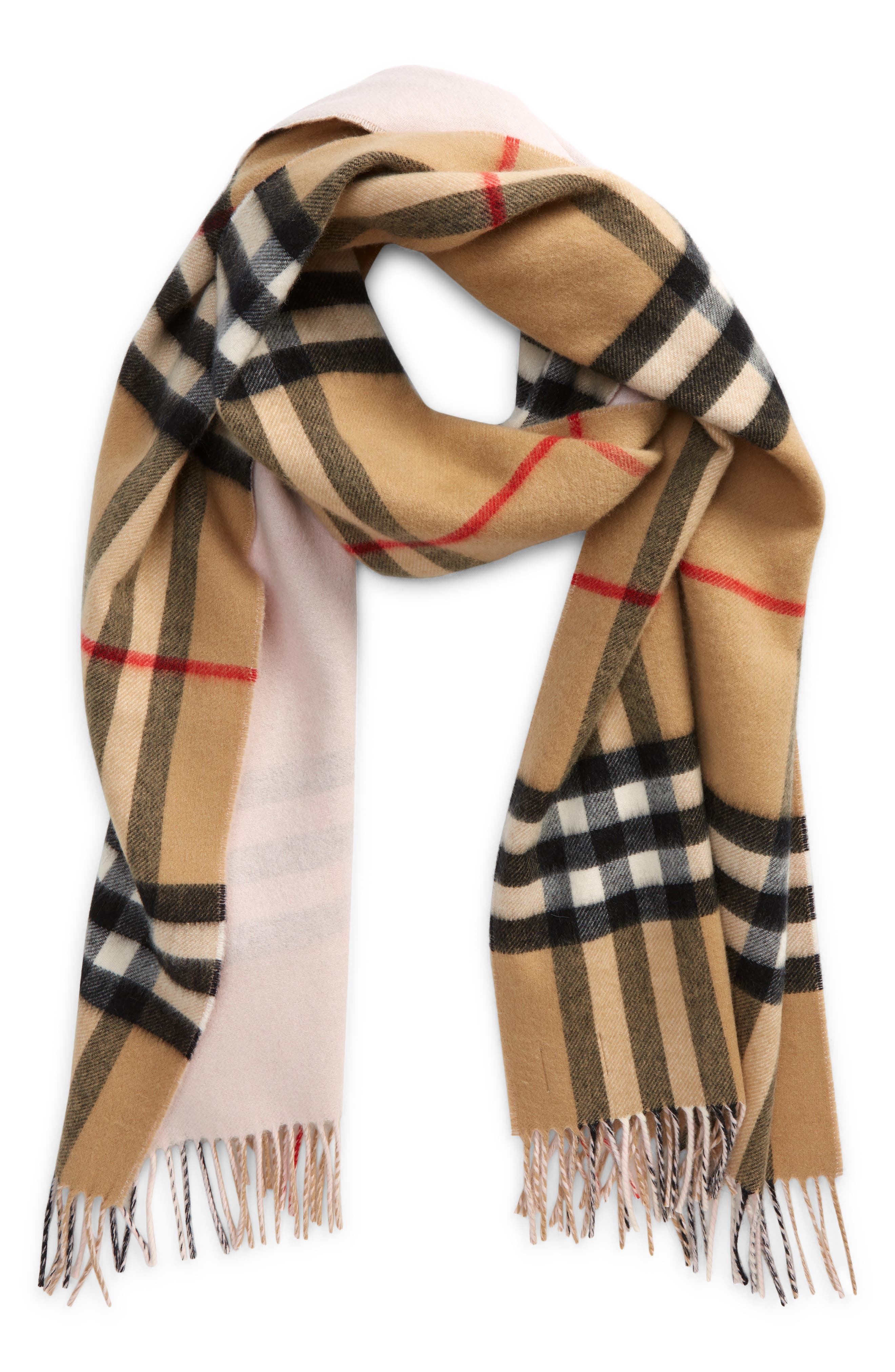 Burberry Check Reversible Cashmere Scarf in Frosted Pink at Nordstrom