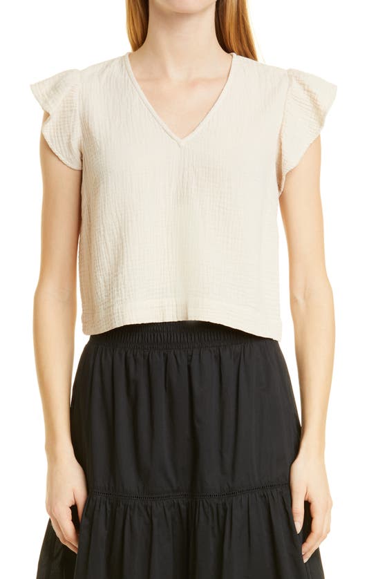 Rails Miley V-neck Short-sleeve Cotton Top In Flax