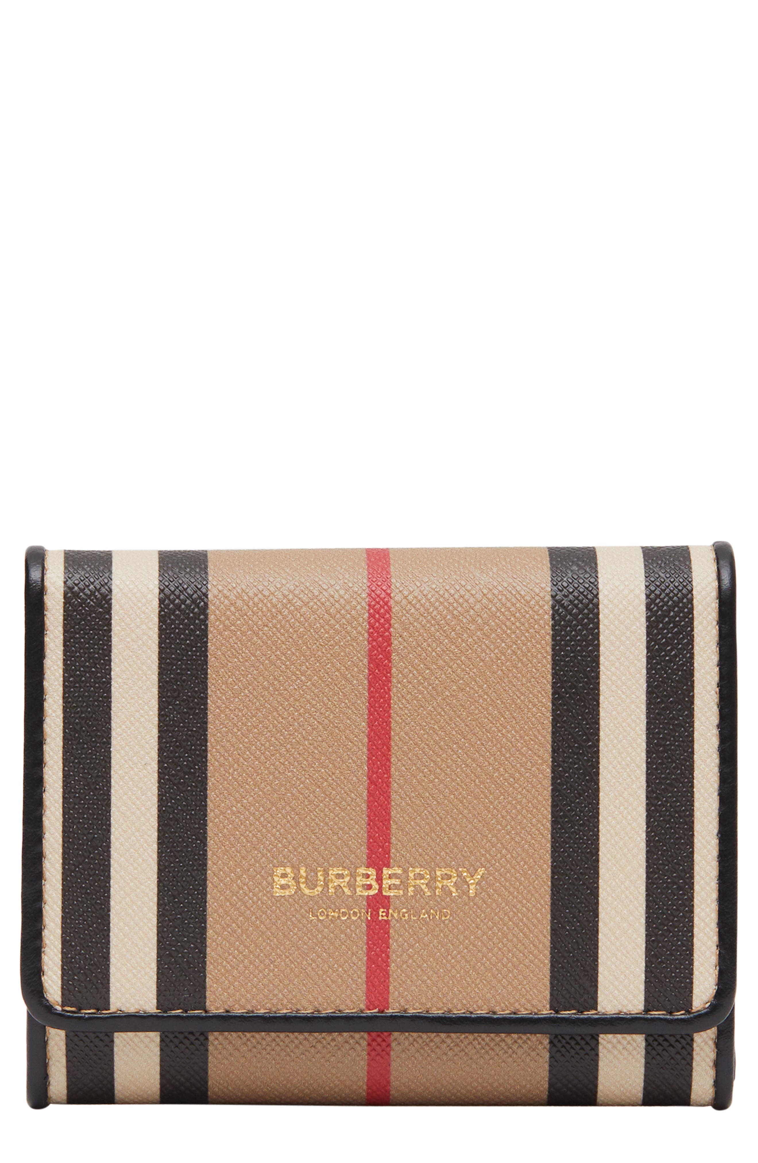 Burberry Red Leather Sidney Trifold Wallet