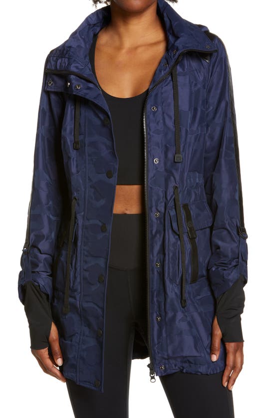 Blanc Noir Camo-print Hooded Anorak Jacket In Navy | ModeSens