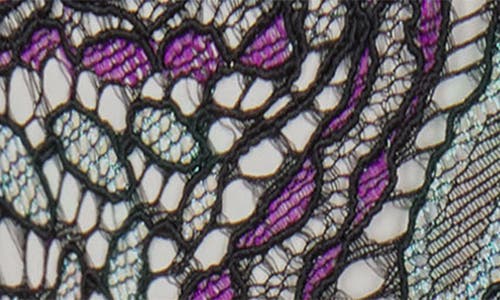 Savage X Fenty Romantic Corded Lace Brazilian Briefs In Black Caviar/purple Metallic