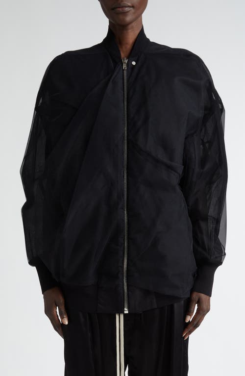 Rick Owens Tulle Trim Oversize Bomber Jacket Black at Nordstrom, Us