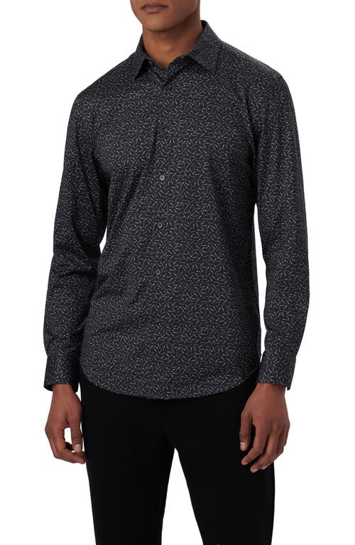 Bugatchi James OoohCotton Cigar Print Button-Up Shirt Black at Nordstrom,