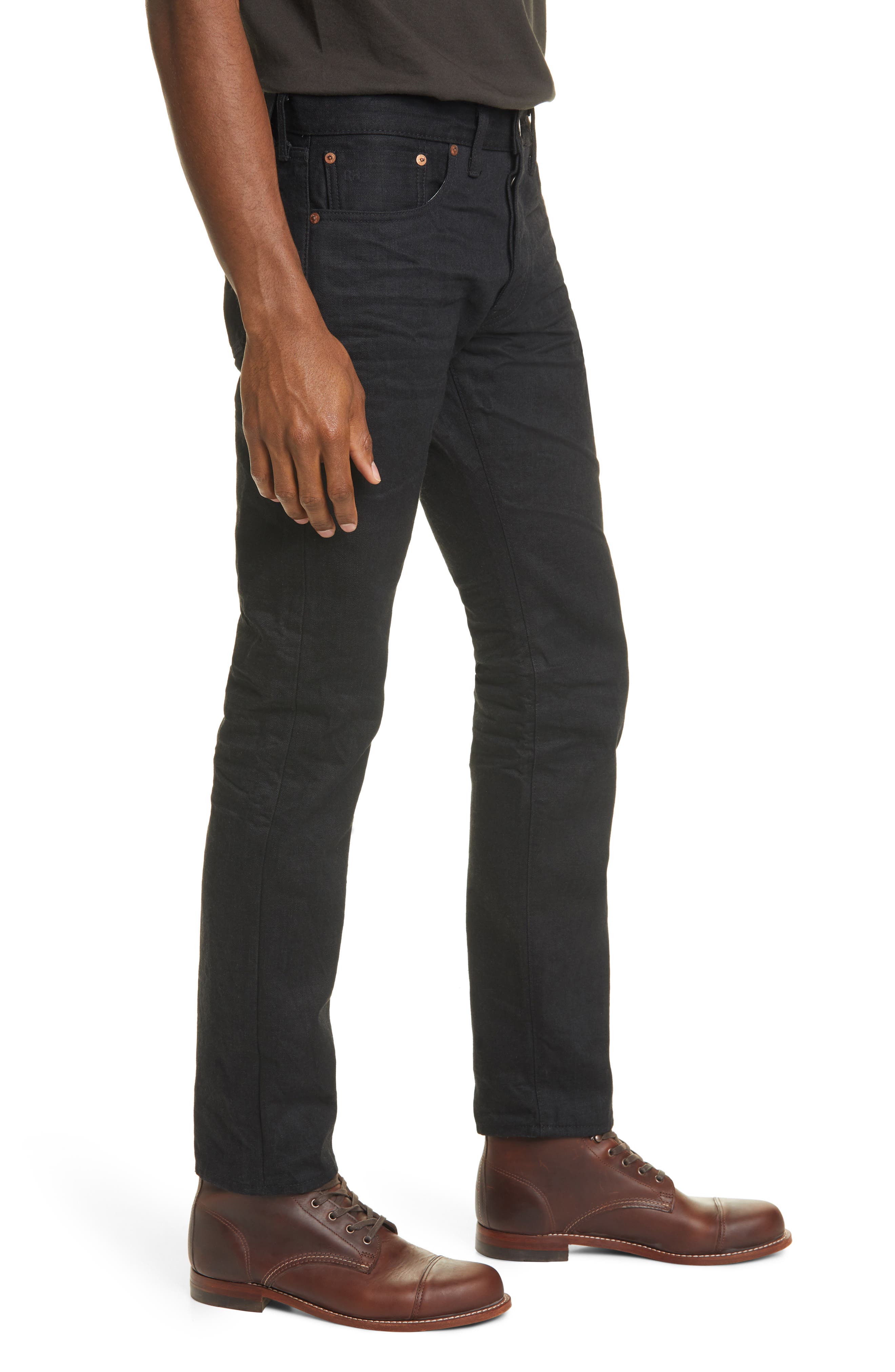 Double RL RRL Slim Fit Selvedge Jeans in Black | Smart Closet
