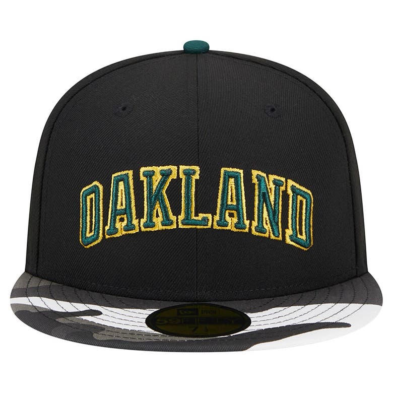 Shop New Era Black Oakland Athletics Metallic Camo 59fifty Fitted Hat