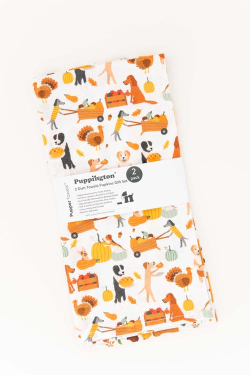 Puppington Dog Kitchen Towels In Harvest Hounds