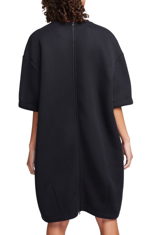 Shop Nike Tech Fleece Oversize T-shirt Dress In Black/black