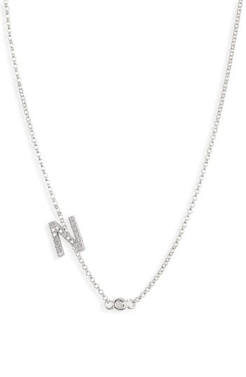 Meshmerise Bezel Diamond Initial Chain Necklace In White-n