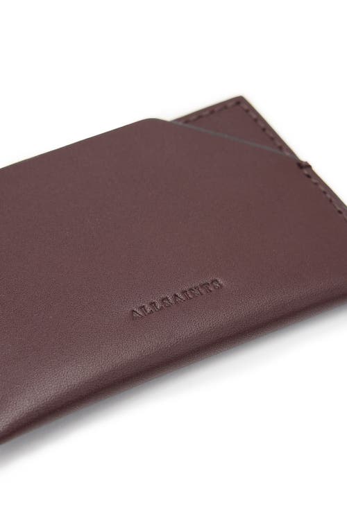 Shop Allsaints Hex Leather Cardholder In Burnt Red