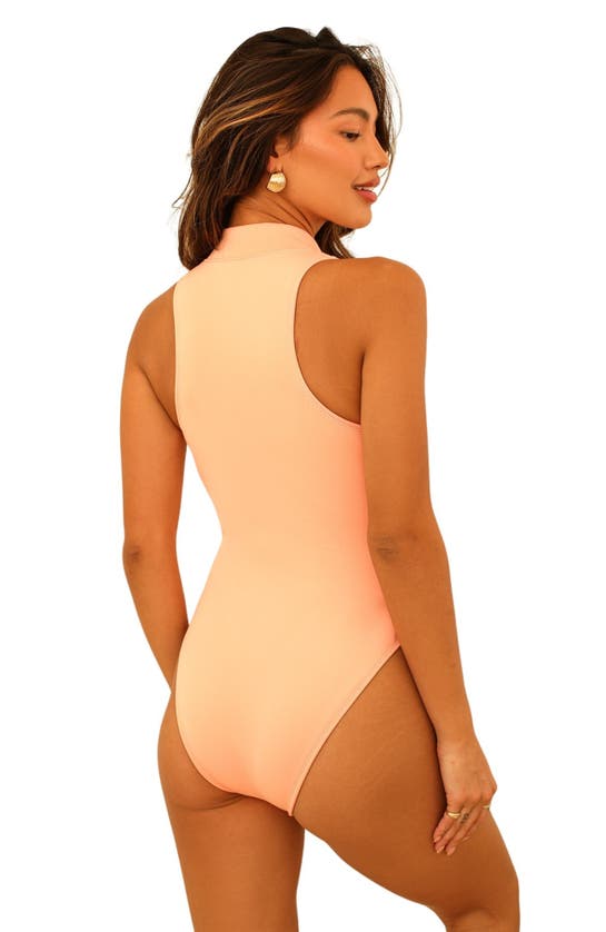 Dippin Daisys Off-shore Front Zipper Sleeveless One Piece In Sunset Pink