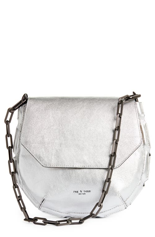 Sadie Metallic Leather Shoulder Bag in Silver