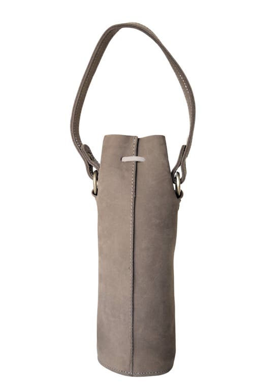 Sarep + Rose Leather Bottle Tote With Pocket In Dark Gray Nubuck