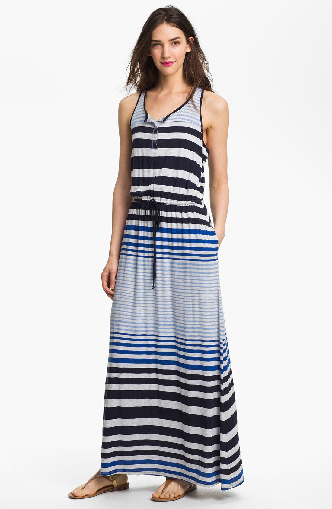 drawstring waist maxi dress