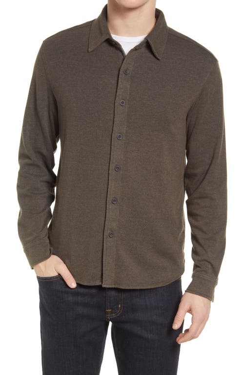 Puremeso Acid Wash Knit Button-Up Shirt in Charcoal