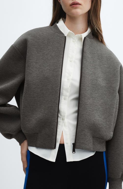 Mango Zip Bomber Jacket In Medium Grey
