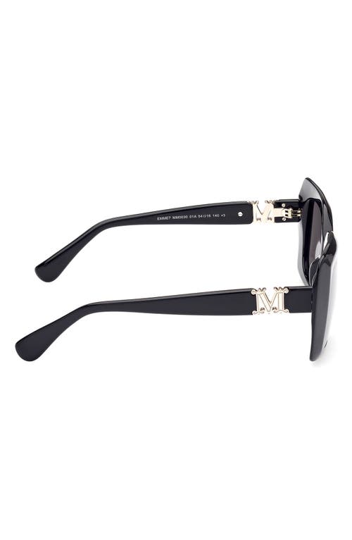 Shop Max Mara 54mm Rectangular Sunglasses In Black/smoke