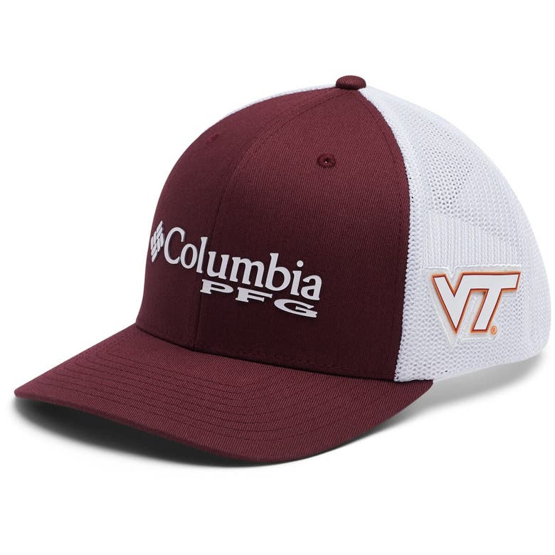 Columbia Maroon Virginia Tech Hokies Pfg Snapback Adjustable Hat In Brown