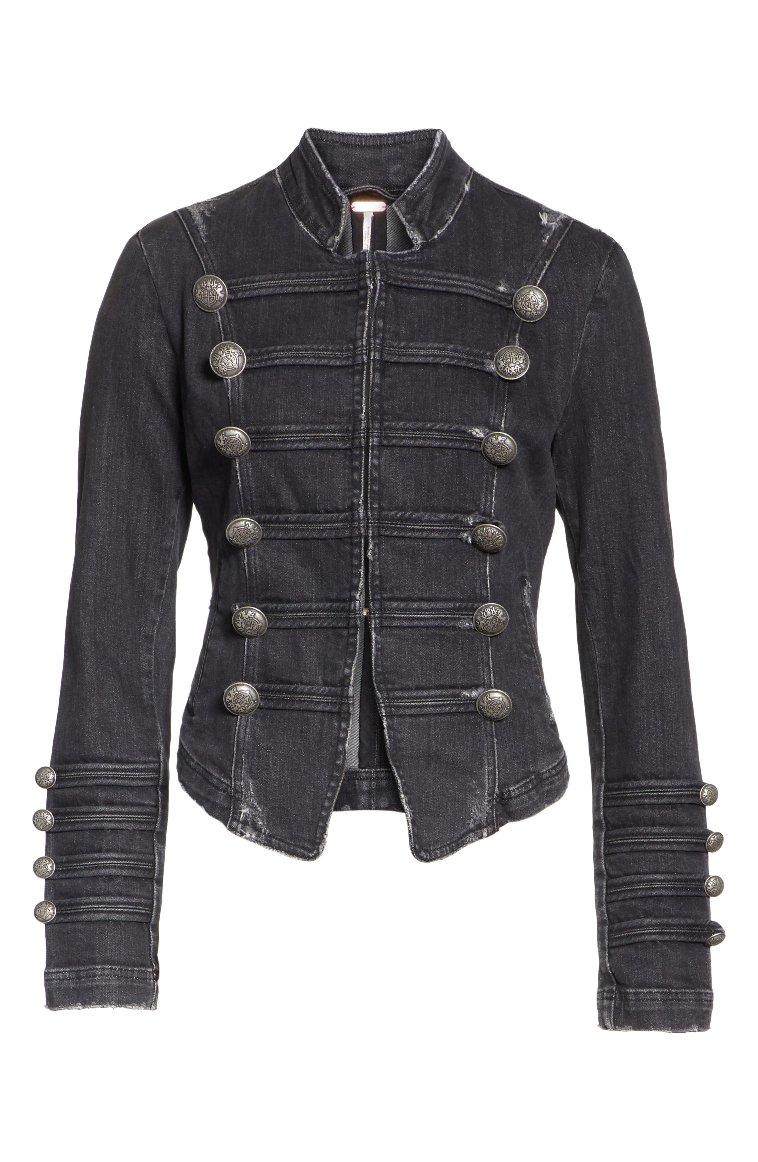 free people fitted military denim jacket