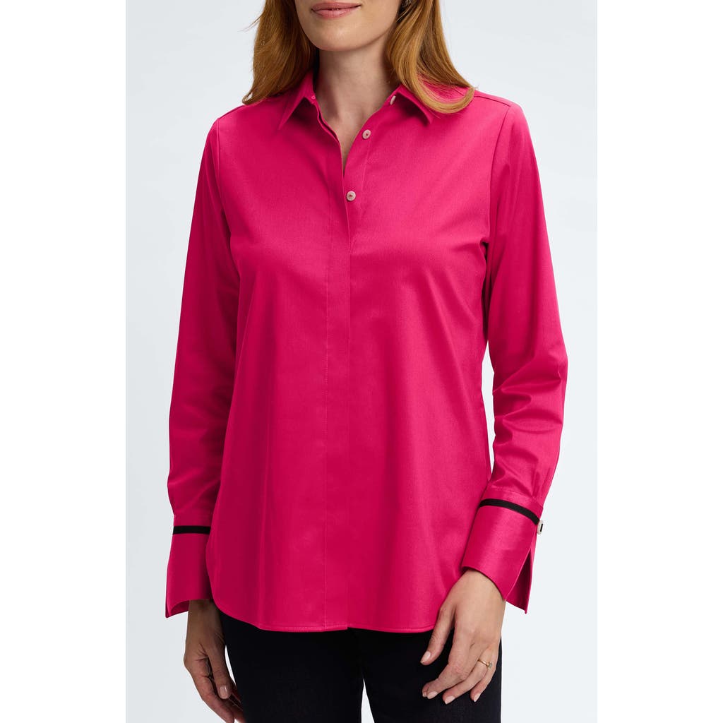 Foxcroft Iris Button-up Shirt In Ruby Pink