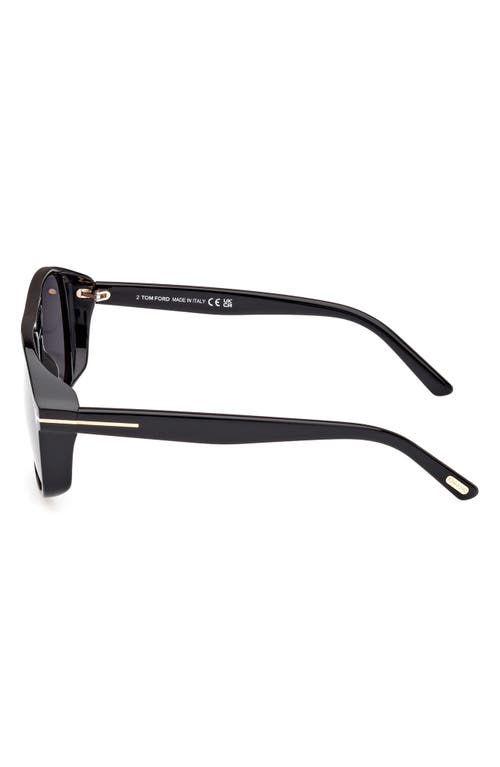 Shop Tom Ford Rosco 58mm Navigator Sunglasses In Shiny Black/logo/smoke