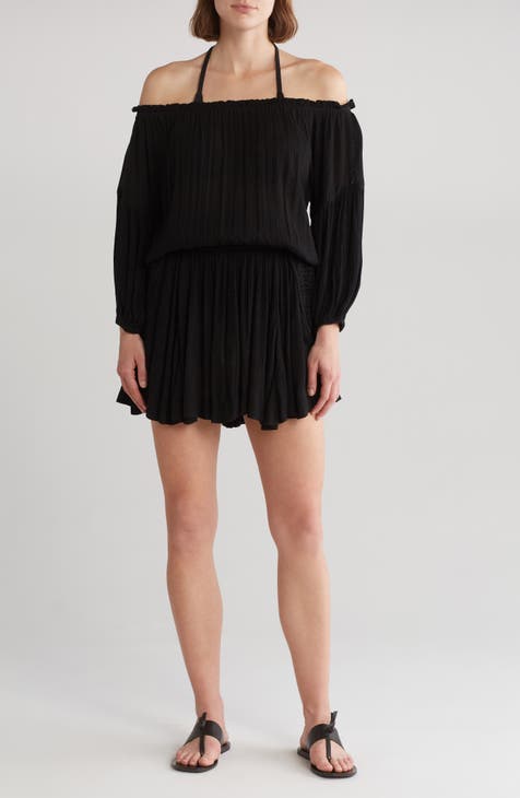 Off the Shoulder Long Sleeve Cover-Up Dress