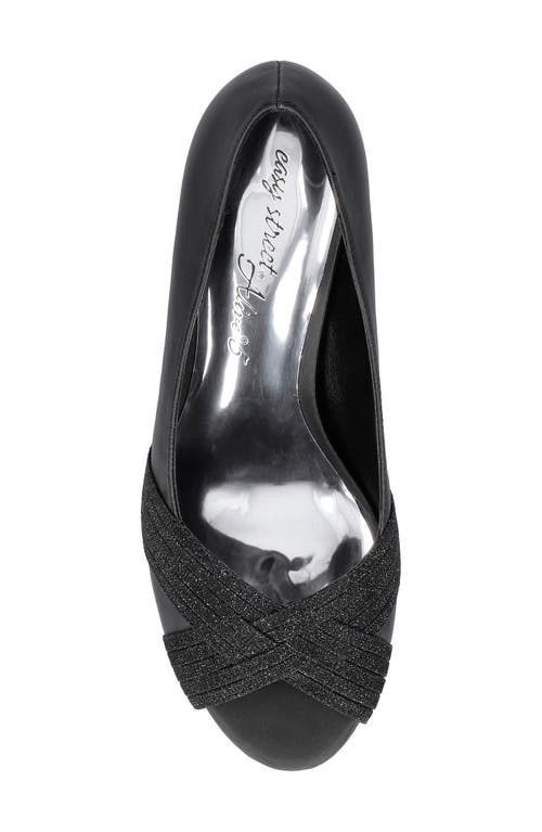 Shop Easy Street Lavish Peep Toe Pump In Black Satin